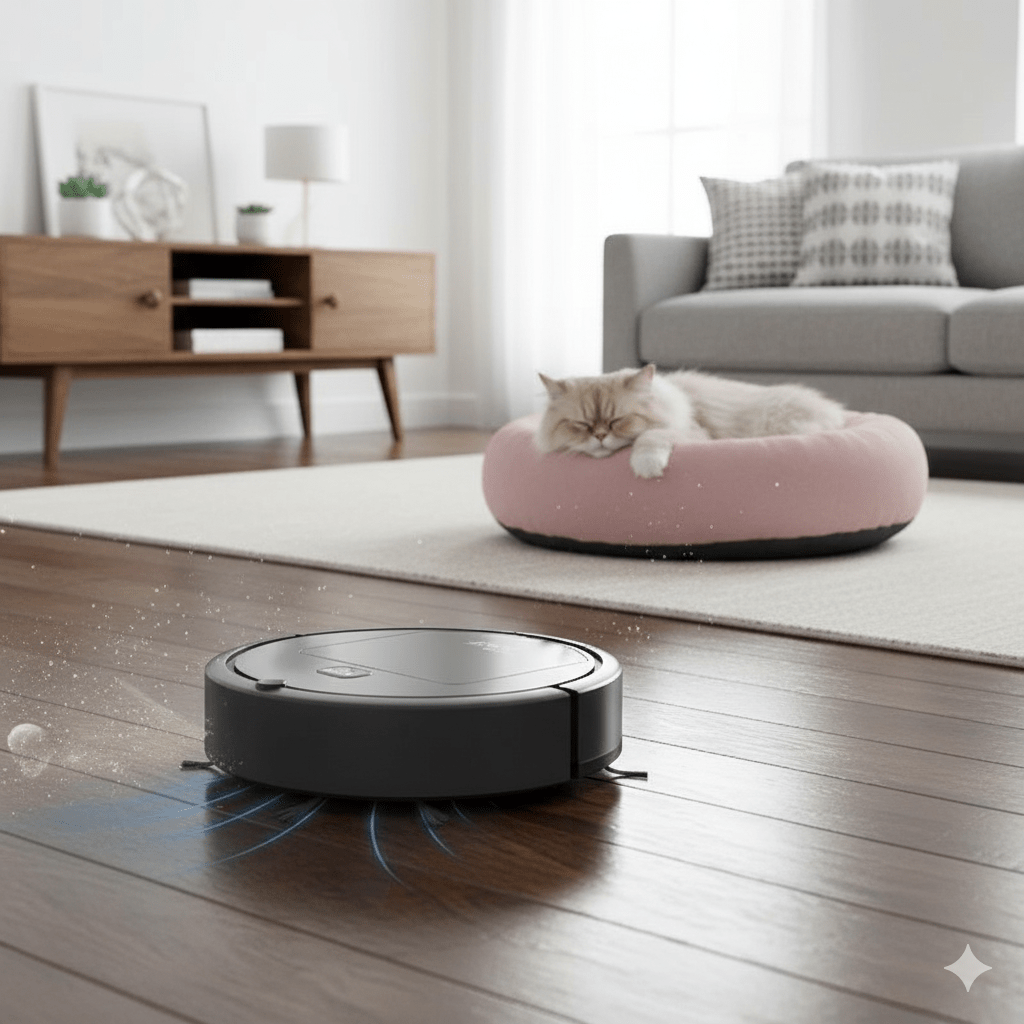 Robot Vacuum Cleaner with Quiet Operation and Pet Hair Filtration for Hard Floors