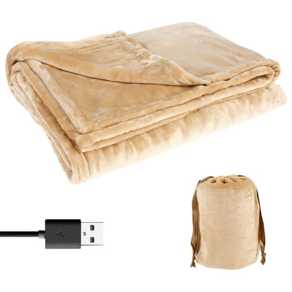 Flannel Heated Blanket with Power Bank Compatibility, 63x33 Inches