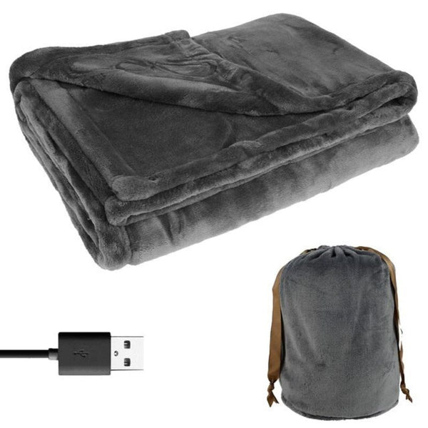 Flannel Heated Blanket with Power Bank Compatibility, 63x33 Inches