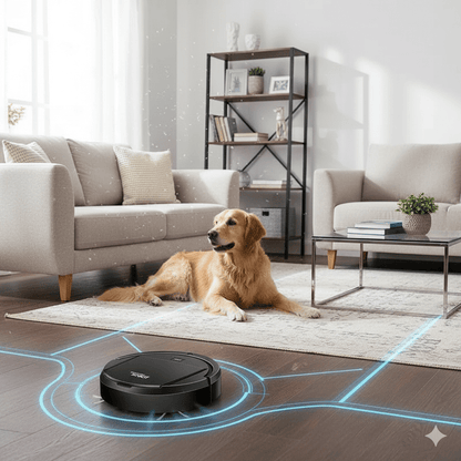 Robot Vacuum Cleaner with Quiet Operation and Pet Hair Filtration for Hard Floors