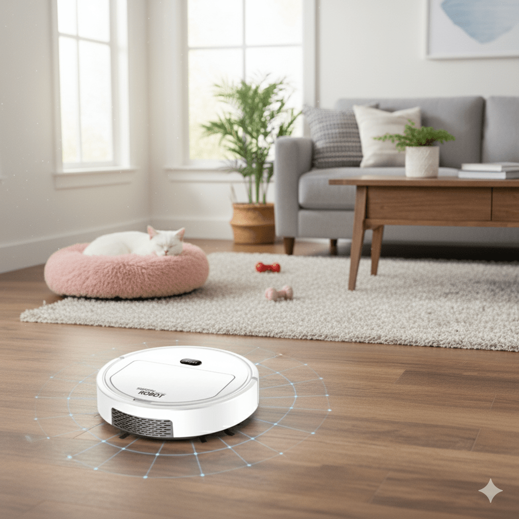 Robot Vacuum Cleaner with Quiet Operation and Pet Hair Filtration for Hard Floors