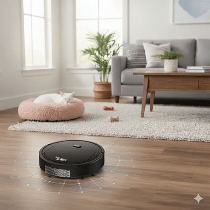 Robot Vacuum Cleaner with Quiet Operation and Pet Hair Filtration for Hard Floors