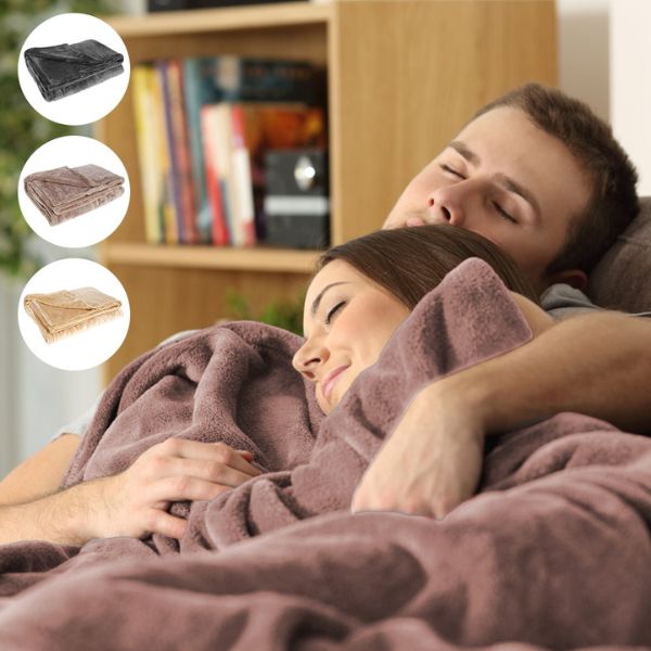 Flannel Heated Blanket with Power Bank Compatibility, 63x33 Inches