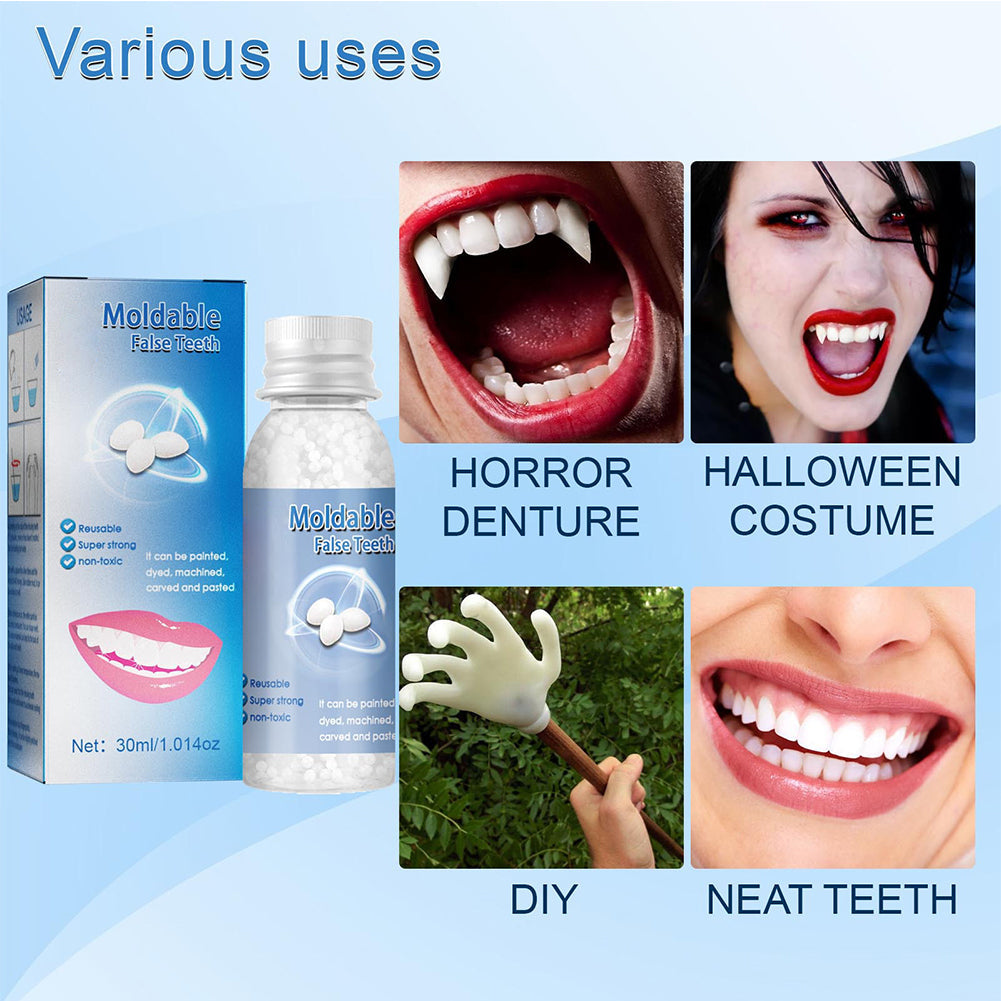 Moldable Tooth Repair Kit with Heat Activated Polymer Beads and Custom Molding