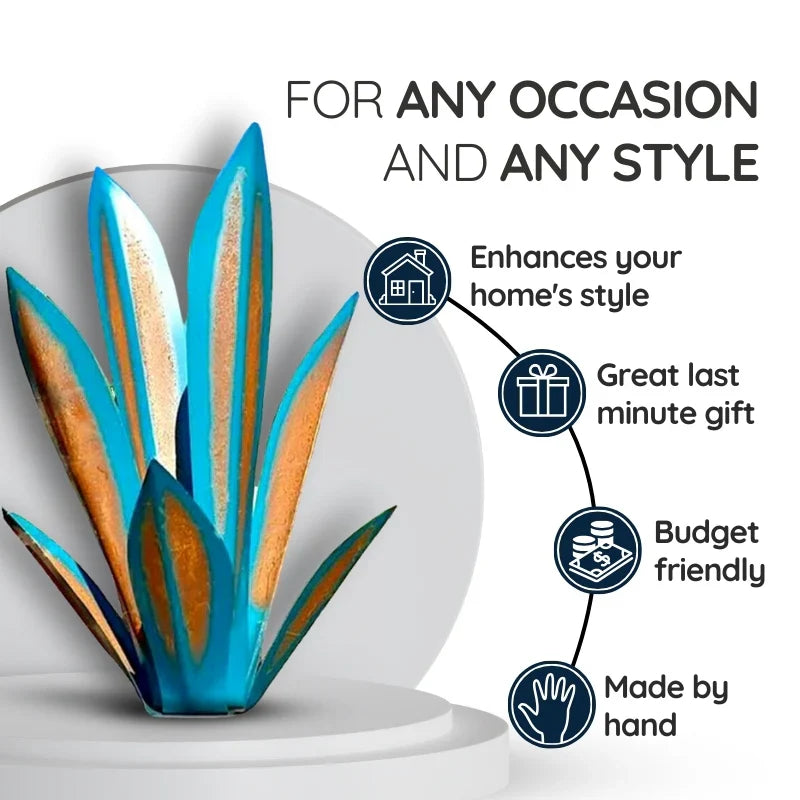 Metal Agave Plant with Rust Finish and Weather Resistant Coating