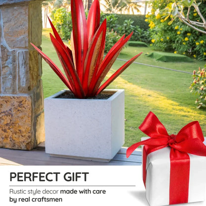 Metal Agave Plant with Rust Finish and Weather Resistant Coating