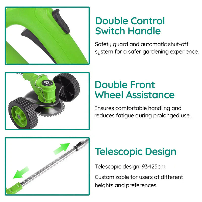 Cordless Grass Trimmer with 24V Motor and Three Interchangeable Blades
