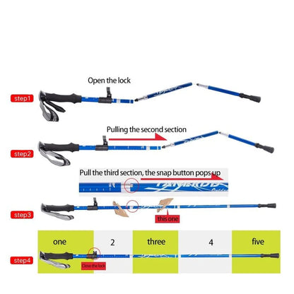 Telescoping Trekking Pole with Twist Lock and Ergonomic Grip, Aluminium Shaft