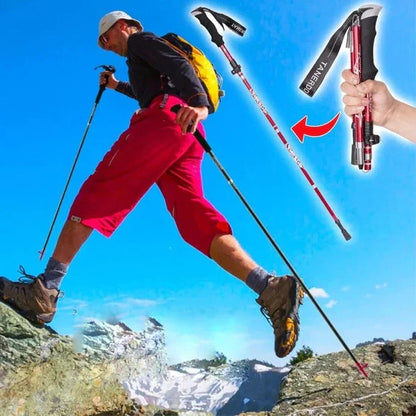 Telescoping Trekking Pole with Twist Lock and Ergonomic Grip, Aluminium Shaft
