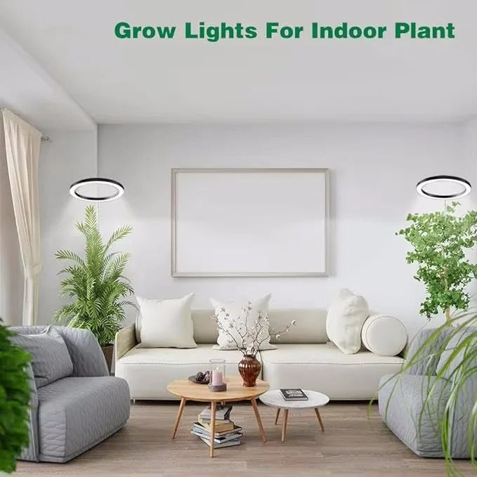 LED Ring Grow Light with Adjustable Height and 9 Brightness Levels for Indoor Plants