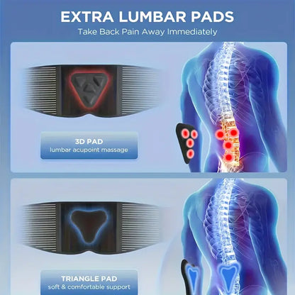 Lumbar Support Brace with 6-Strip System and 3D Massage Pad, Adjustable for Lower Back Pain