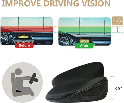 Memory Foam Car Seat Cushion with 3.5 Inch Height Boost and Breathable Cover