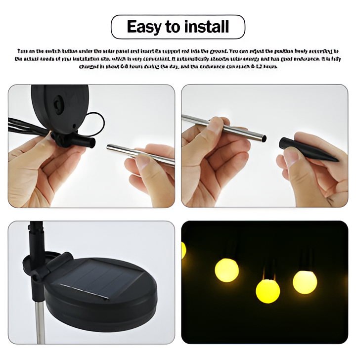 Solar Garden Lights with Flexible Swaying Stem and Warm White Glow, 27.5 Inch Height