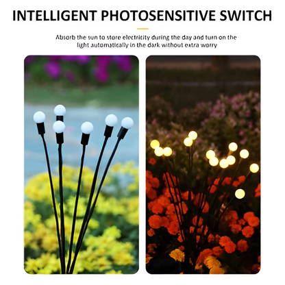 Solar Garden Lights with Flexible Swaying Stem and Warm White Glow, 27.5 Inch Height