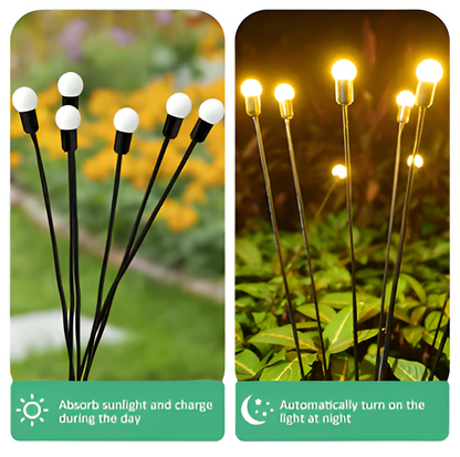 Solar Garden Lights with Flexible Swaying Stem and Warm White Glow, 27.5 Inch Height