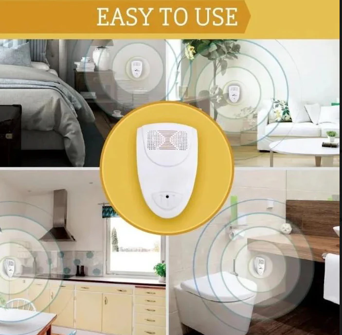 Ultrasonic Pest Repellent with Silent 20-65 kHz Waves and 215 Square Foot Coverage