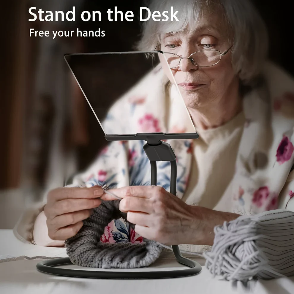 Neck-Worn Magnifier with Wide Lens and Adjustable Positioning for Reading