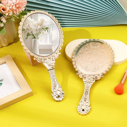 Rose Gold Vintage Handheld Mirror, Elegant Portable Vanity C | Inspire Uplift