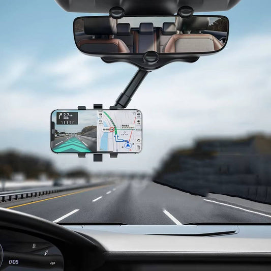 Rearview Mirror Phone Holder with 360 Degree Rotation and Foldable Design
