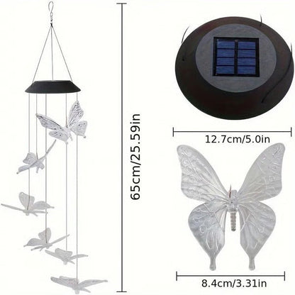 Solar Wind Chimes Outdoor Waterproof, LED Color Changing Butterfly, Dragonfly, Hummingbird Lights, Perfect for Garden