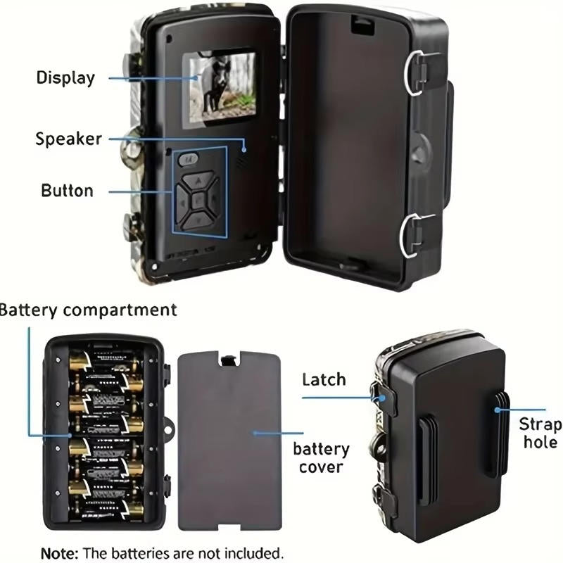 Wildlife Camera with 16MP Photos and Infrared Night Vision, 1080P HD Video