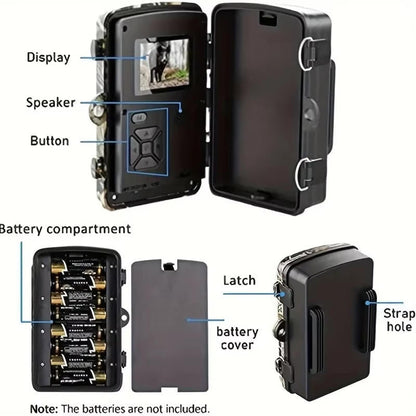 Wildlife Camera with 16MP Photos and Infrared Night Vision, 1080P HD Video