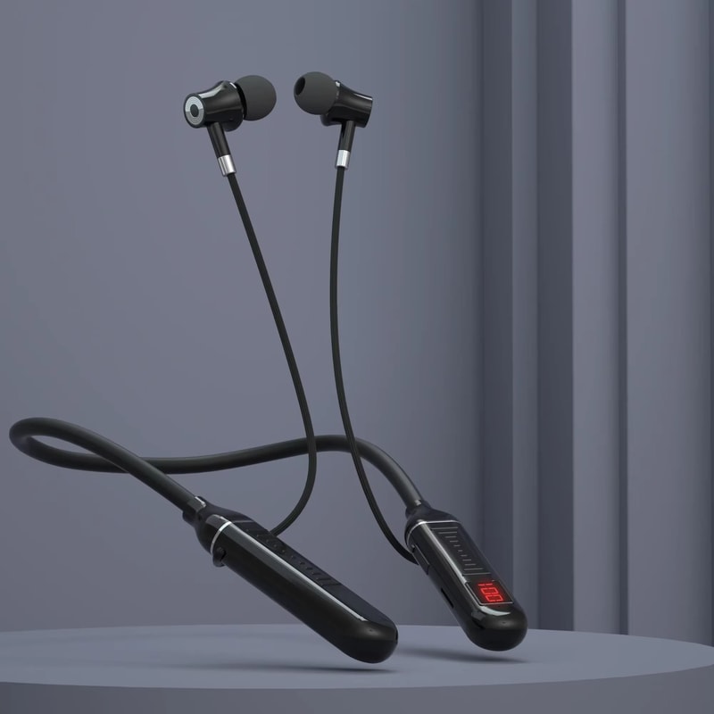 Wireless Neckband Earphones 5.3 – Waterproof Magnetic Sports Headset with LED Display & Stereo Sound