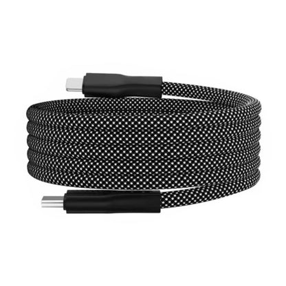 Self-Coiling Magnetic Charging Cable with Braided Protection and Interchangeable Tips