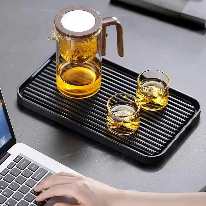 Glass Teapot with Water Separation Infuser and Wooden Handle
