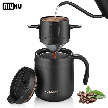 304 Stainless Steel Portable Coffee Filter Dripper – Reusable Mug Coffee and Tea Holder