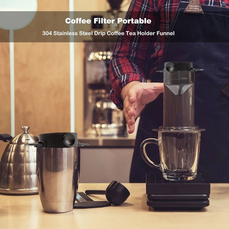 304 Stainless Steel Portable Coffee Filter Dripper – Reusable Mug Coffee and Tea Holder