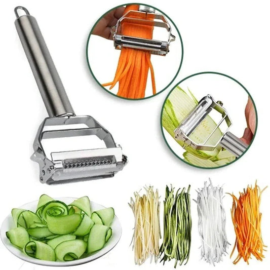 Vegetable Peeler with Dual Stainless Steel Blades and Julienne Cutter