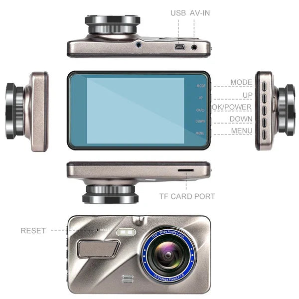 Dual Camera Dash Recorder with 1080p Resolution and Impact Detection