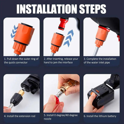 Pressure Washer - Portable, Cordless with Rechargeable Batteries and 12000 RPM Motor