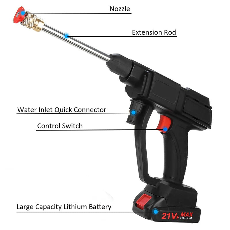 Pressure Washer - Portable, Cordless with Rechargeable Batteries and 12000 RPM Motor