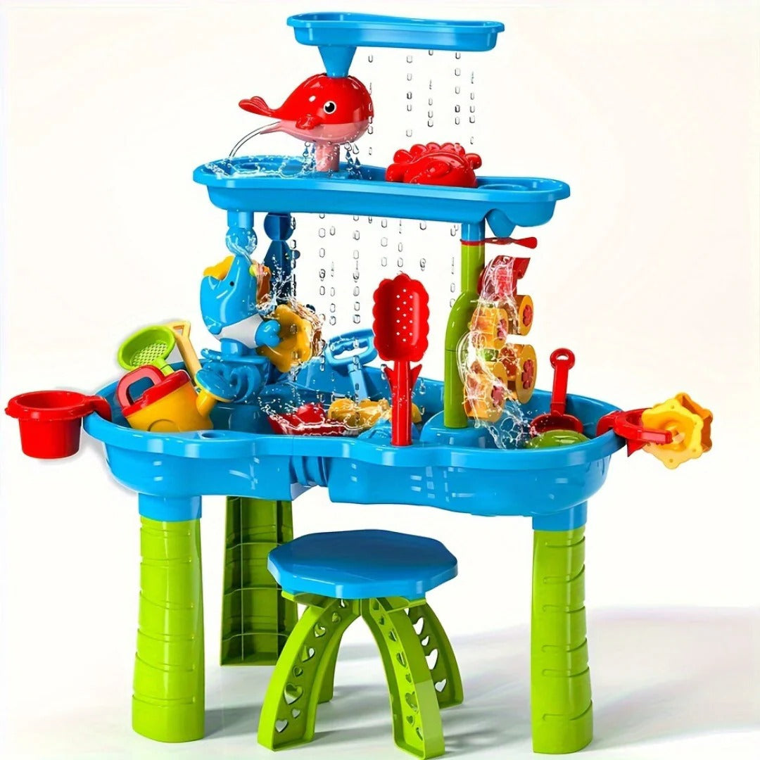 Outdoor Sand and Water Table with 15 Play Accessories for Kids Ages 3+