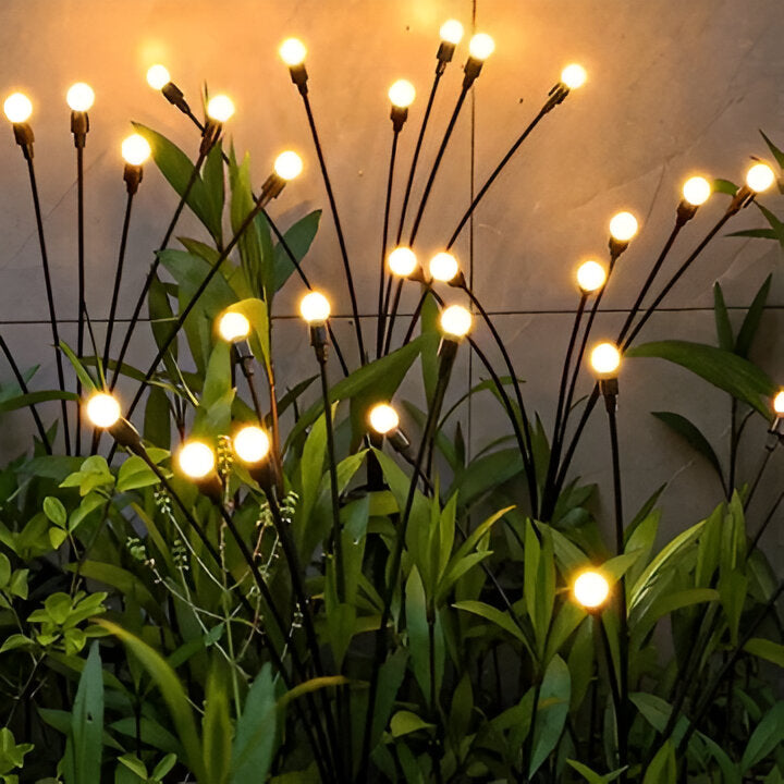 Solar Garden Lights with Flexible Swaying Stem and Warm White Glow, 27.5 Inch Height