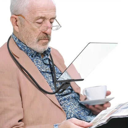 Neck-Worn Magnifier with Wide Lens and Adjustable Positioning for Reading