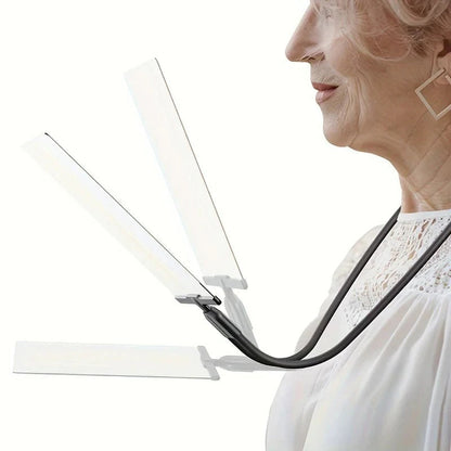 Neck-Worn Magnifier with Wide Lens and Adjustable Positioning for Reading