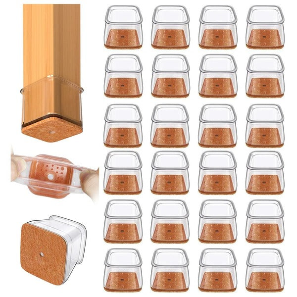 Chair Leg Floor Protectors with Noise Reduction and Multi-Surface Protection, 24 Pieces