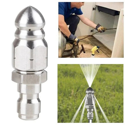 Pipe Cleaning Nozzle with Pointed Tip and Stainless Steel Body for Pressure Washers