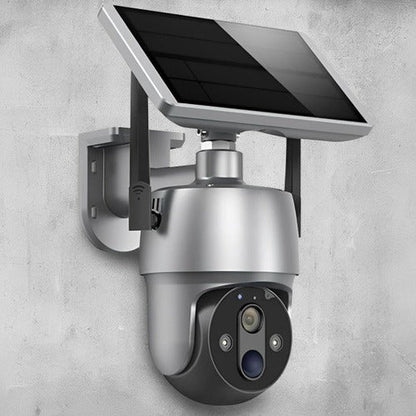 Outdoor Security Camera with Solar Panel and Dual Axis Rotation, 1080P HD Night Vision