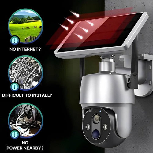 Outdoor Security Camera with Solar Panel and Dual Axis Rotation, 1080P HD Night Vision