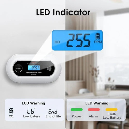 Carbon Monoxide Detector with LCD Display and 10-Year Battery Life
