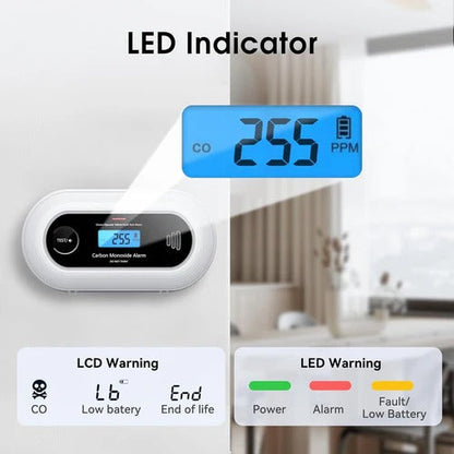 Carbon Monoxide Detector with LCD Display and 10-Year Battery Life