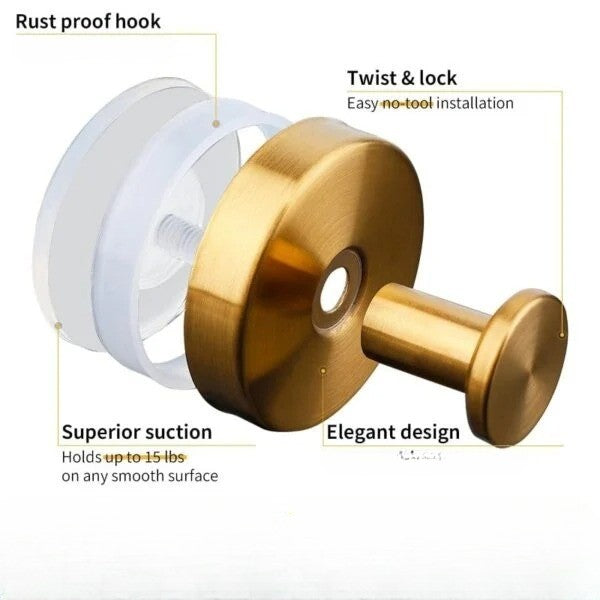 Suction Cup Wall Hooks with Twist Lock Mechanism for Smooth Surfaces, 10lb Capacity