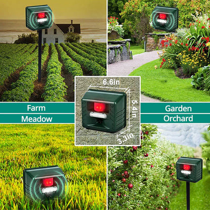 Ultrasonic Animal Repeller with Motion Sensor and Weather Sealed Housing for Gardens