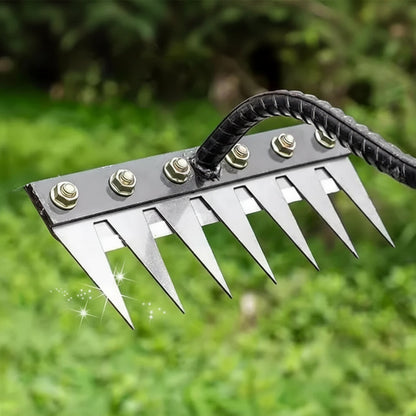 Hand Weeding Rake with Carbon Steel Tines and Soft Grip Handle