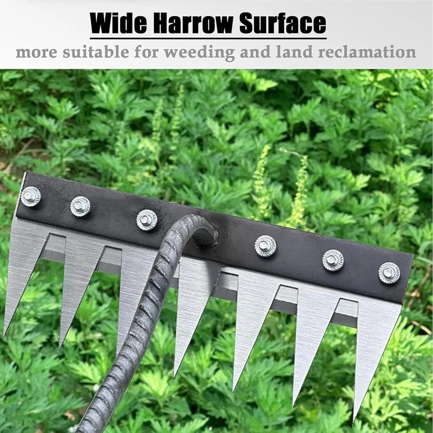 Hand Weeding Rake with Carbon Steel Tines and Soft Grip Handle