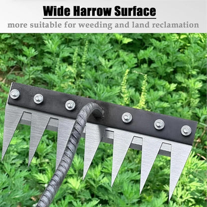 Hand Weeding Rake with Carbon Steel Tines and Soft Grip Handle